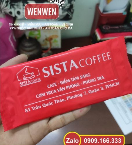 Khăn Lạnh Cafe Sista - Giá 440đ ( Vải 55g  24cmx20cm )